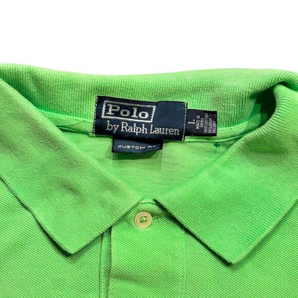 Polo Ralph Lauren Large Lime Green Custom Fit Mesh Polo Shirt Vintage** - Picture 2 of 7